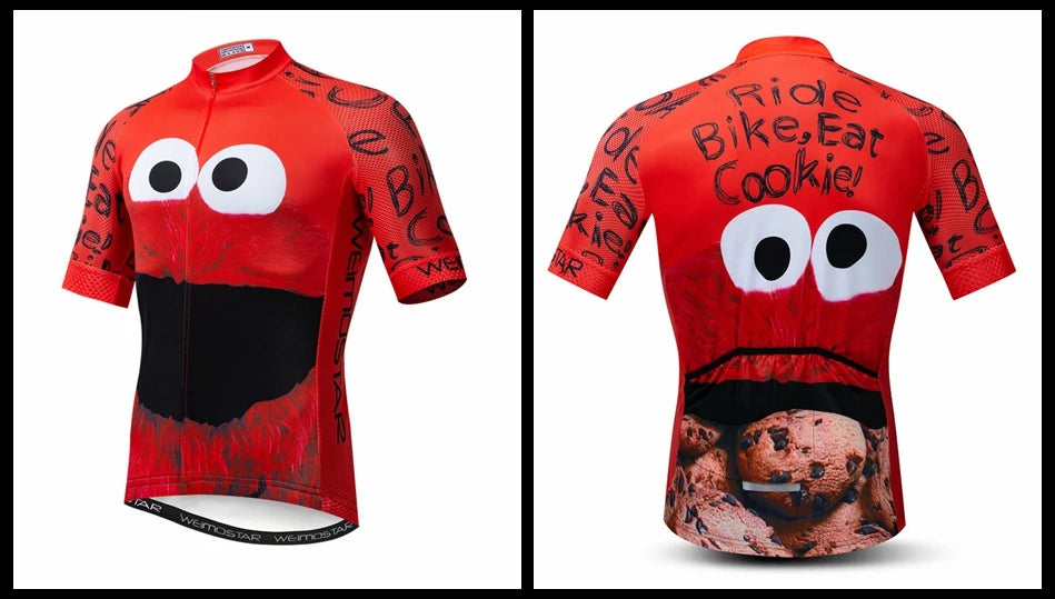 Weimostar Top Verde Maglia da Ciclismo Uomo con Design Divertente Cookie Traspirante Tasche