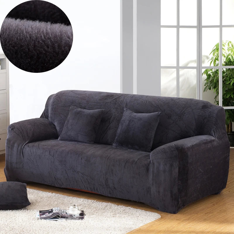 Copridivano In Tessuto Peluche Grigio Solido Protezione Mobili Antipolvere Antiscivolo Spesso In Velluto