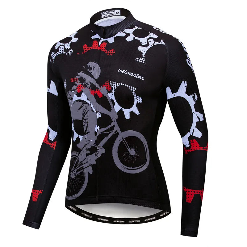 Weimostar Maglia Ciclismo Uomo Manica Lunga Autunno MTB Strada Traspirante Con Tasche Abbigliamento Per Bicicletta