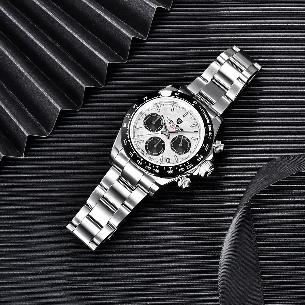 Pagani Design PD 1644 Orologio Da Uomo Con Quadrante Meteoritico E Vetro Zaffiro Quarzo 100M Cronografo