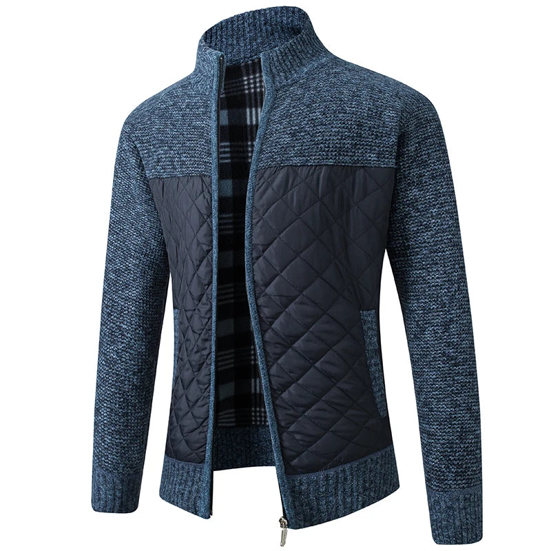 Giacca Uomo Invernale Spessa In Pile Con Zip Intera Antivento Collo A O In Maglia Calda
