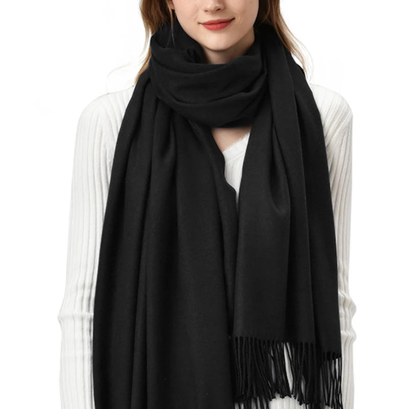 Sciarpa di Pashmina da Donna Morbida Cashmere Foulard Viaggio Ufficio Inverno Caldo Hijab Solido Avvolge Bandana