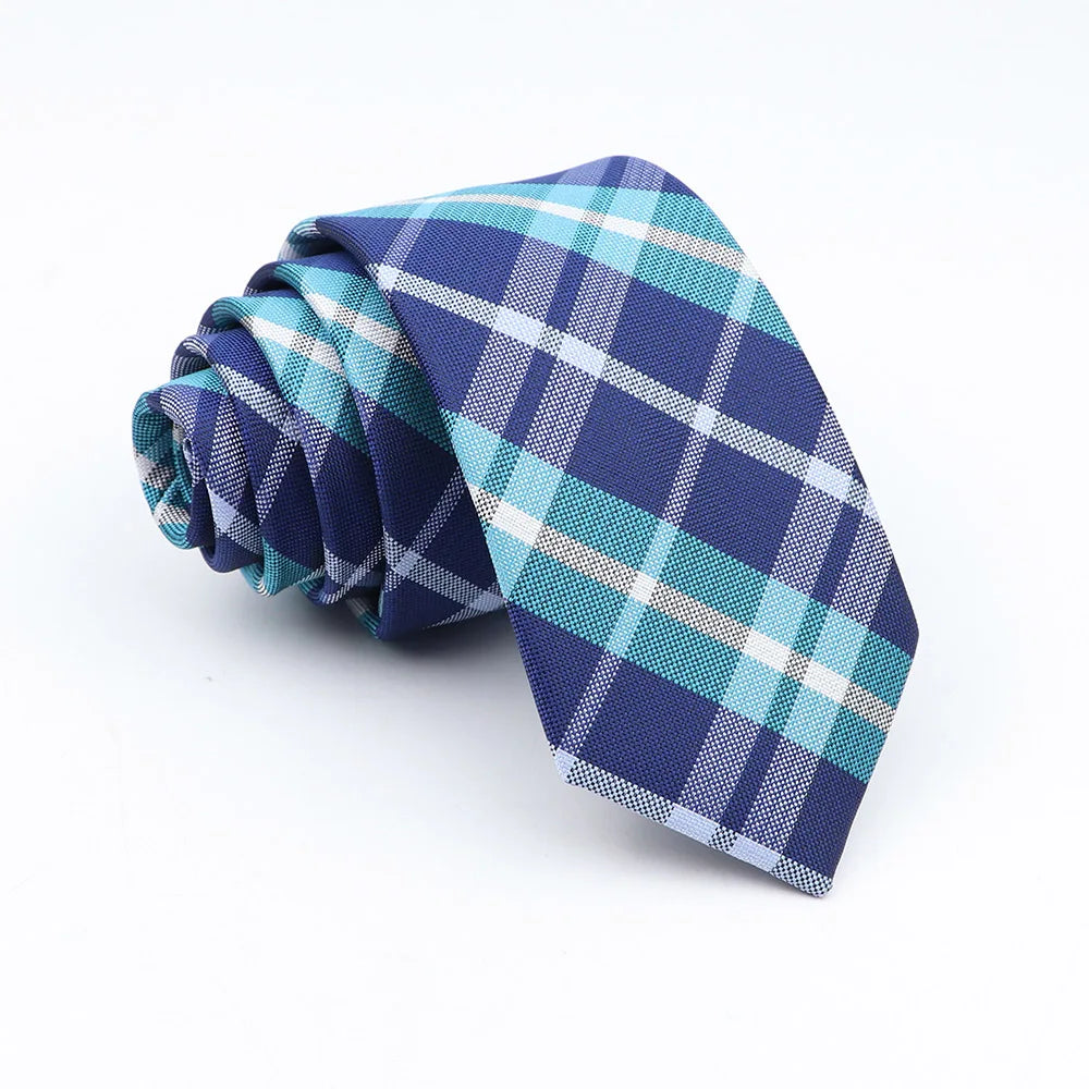 Nuova Cravatta Scozzese Jacquard Da 6 Cm Per Uomo Classiche A Quadri In Poliestere