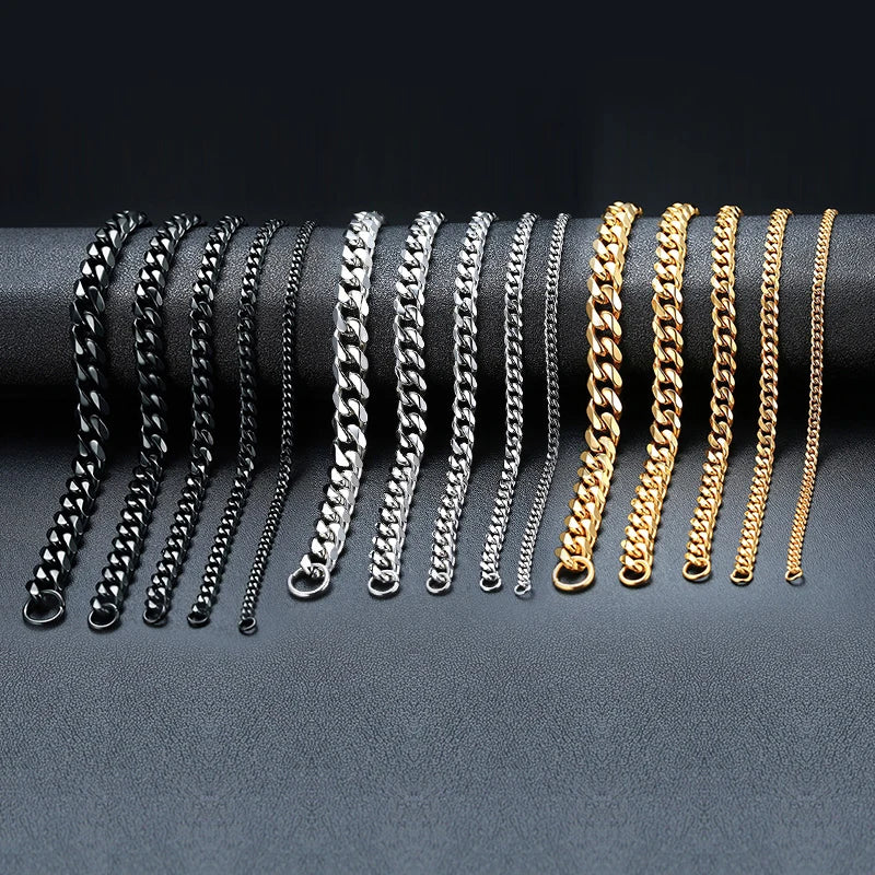 Bracciale Uomo Miami Curb Catena Grossa 3 A 11 Mm In Acciaio Inossidabile Cinturino Cubano Punk Classico
