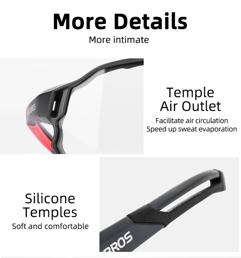 ROCKBROS Occhiali Da Ciclismo Fotocromatici UV400 Per Sport All Aperto Leggeri E Flessibili MTB