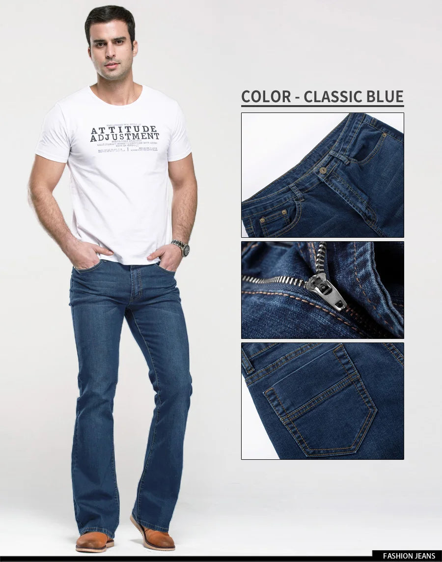 Jeans Da Uomo Con Taglio A Stivale Slim Fit Blu Neri Elasticizzati Denim Classici Firmati