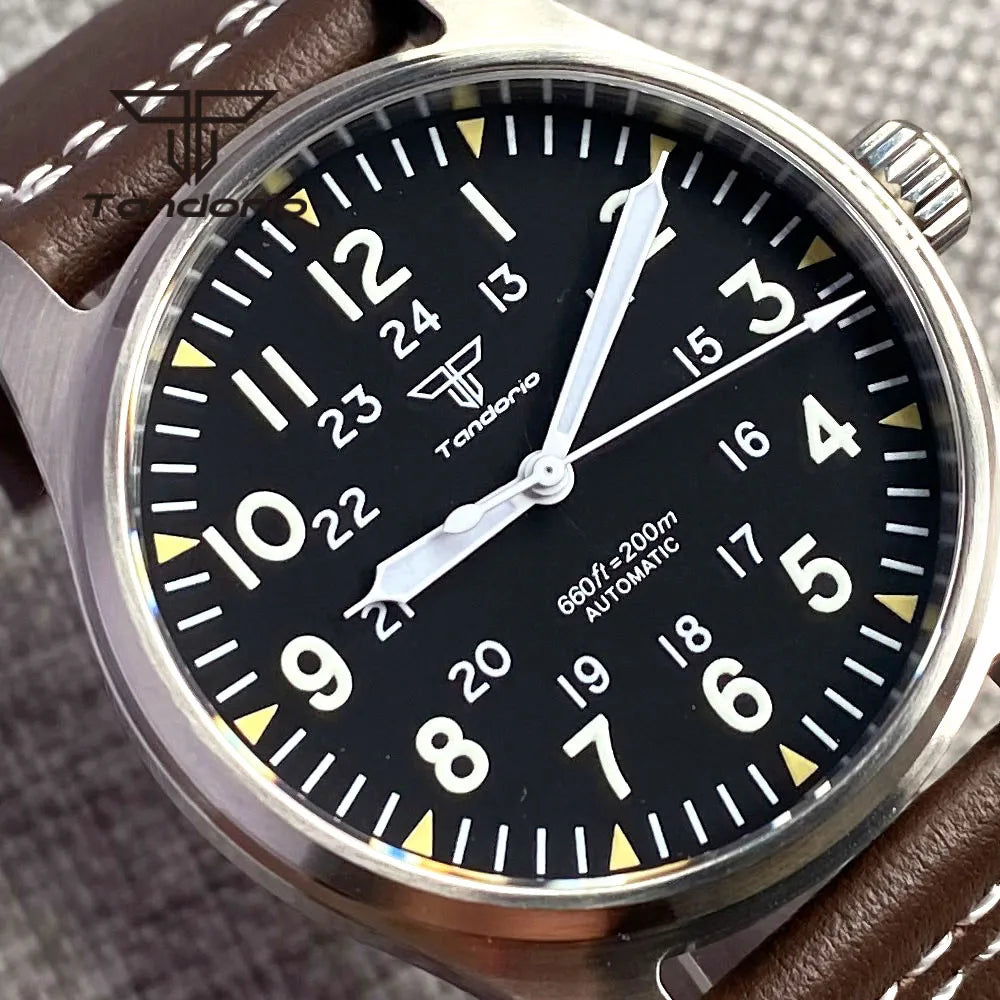Orologio Diver Automatico Uomo Tandorio 39mm 20BAR Corona a Vite Vetro Zaffiro AR Lume Verde