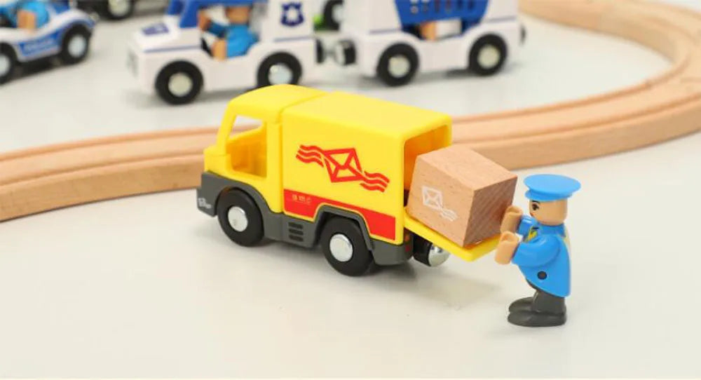 Nuovo Treno Magnetico Per Bambini Con Camion Pompieri Ambulanza Polizia Compatibile Brio In Legno