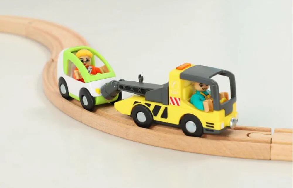 Nuovo Treno Magnetico Per Bambini Con Camion Pompieri Ambulanza Polizia Compatibile Brio In Legno