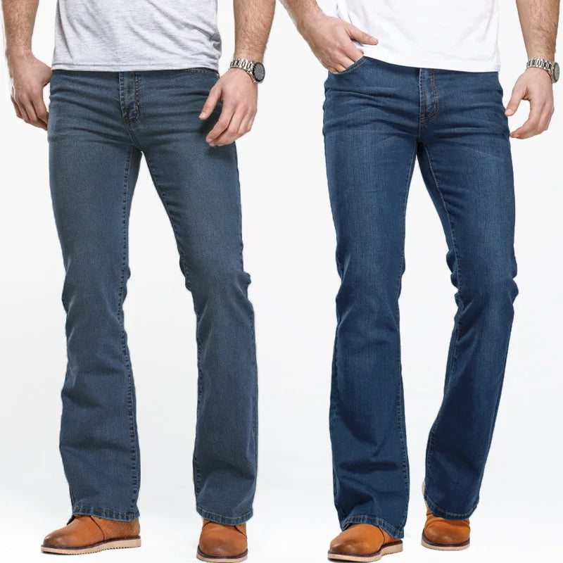 Jeans Da Uomo Con Taglio A Stivale Slim Fit Blu Neri Elasticizzati Denim Classici Firmati