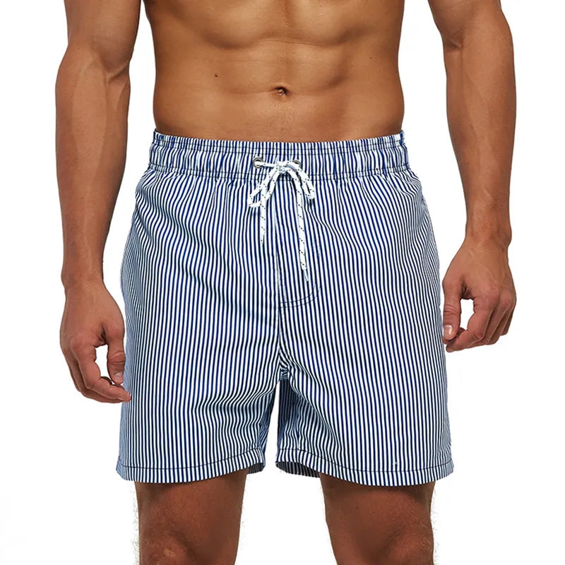 Pantaloncini Uomo Ad Asciugatura Rapida A Righe Verticali Traspiranti Con Fodera In Rete Taglie Forti Spiaggia Surf