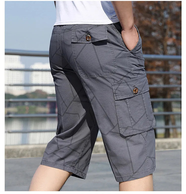 Pantaloncini Cargo Uomo Plus Size 6XL Lunghezza Al Ginocchio Cotone Elasticizzato Tasche Militari Bermuda Capri