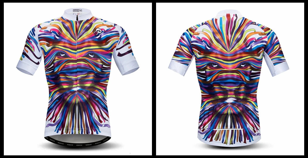 Jersey Da Ciclismo Uomo Skull Traspirante Estate Quick Dry Anti Sudore Riflettente Con Tasche MTB