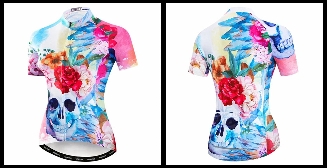 Weimostar Pro Maglia Da Ciclismo Donna Skull Traspirante Con Tasche Riflettente Quick Dry Estate MTB