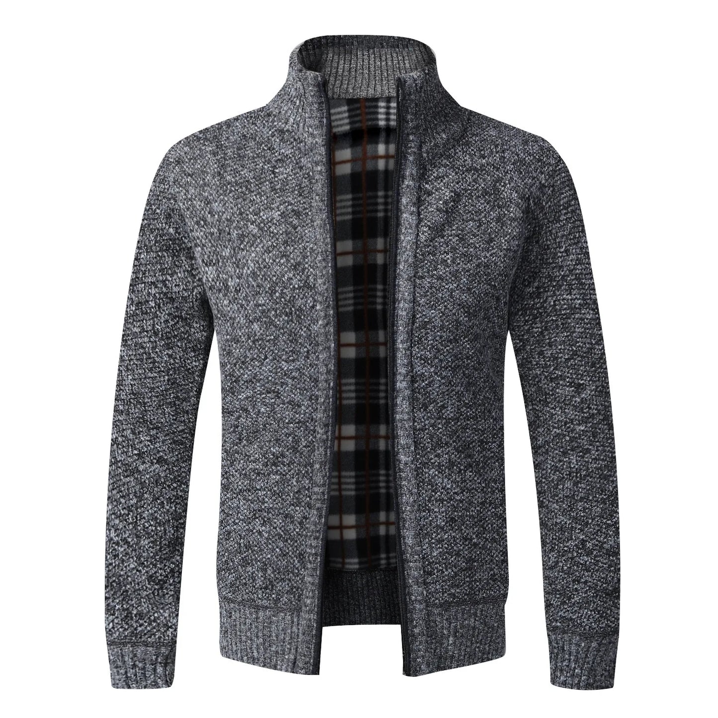 Cardigan Da Uomo In Pile Caldo Con Cerniera Slim Fit Lavorato A Maglia Premium Per Inverno Elegante