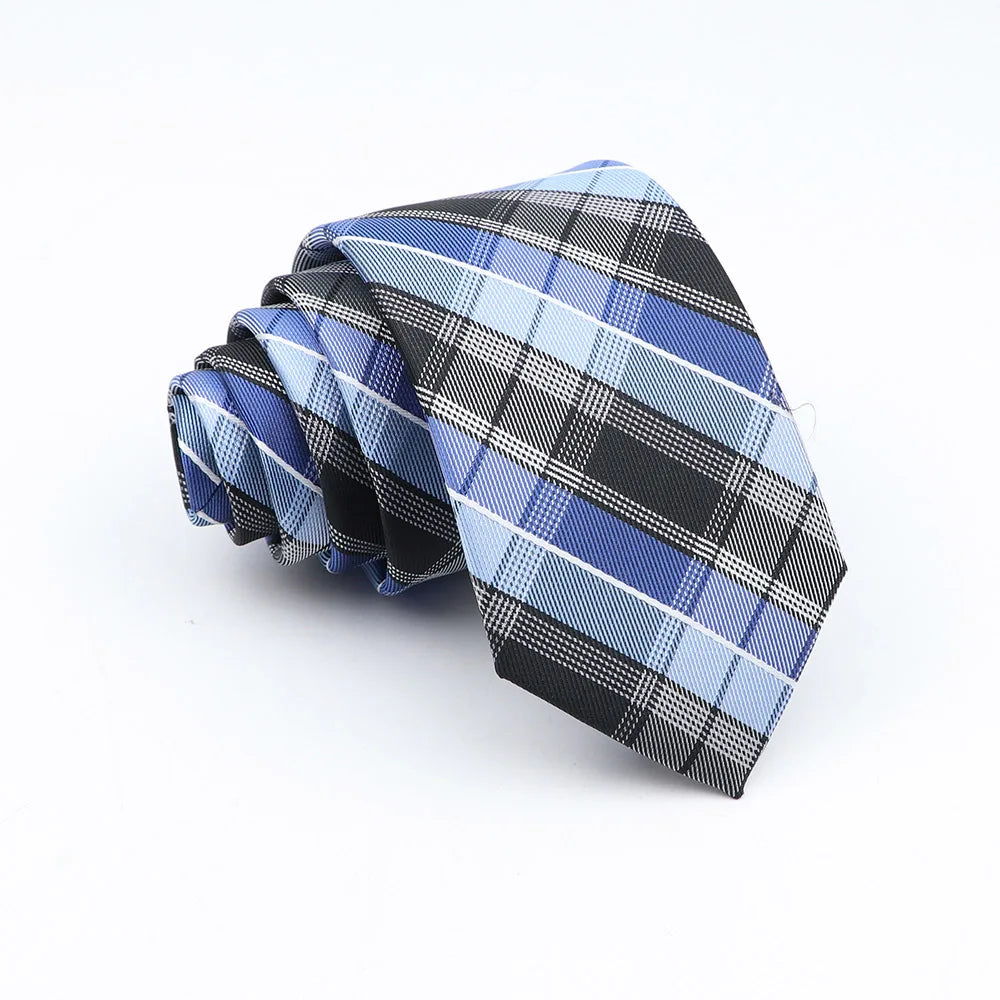 Nuova Cravatta Scozzese Jacquard Da 6 Cm Per Uomo Classiche A Quadri In Poliestere