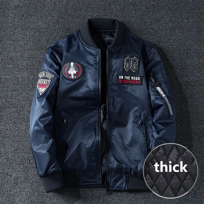 Giacca Bomber Invernale Da Uomo Reversibile Con Distintivo E Tasche Doppio Lato Per Motociclista Autunno