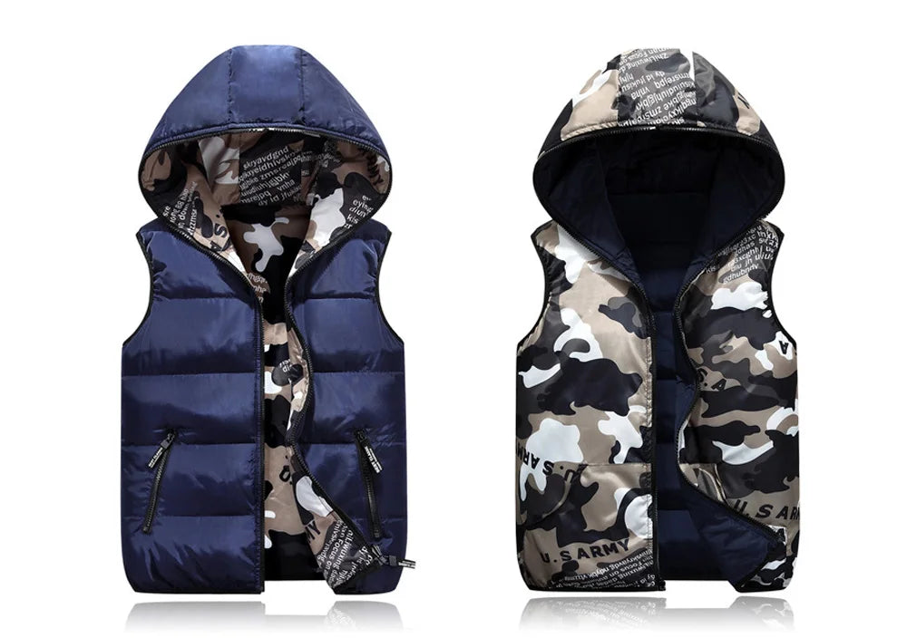 Gilet Da Uomo Invernale Senza Maniche Imbottito In Cotone Caldo Double Wear Abbigliamento Da Esterno Autunnale