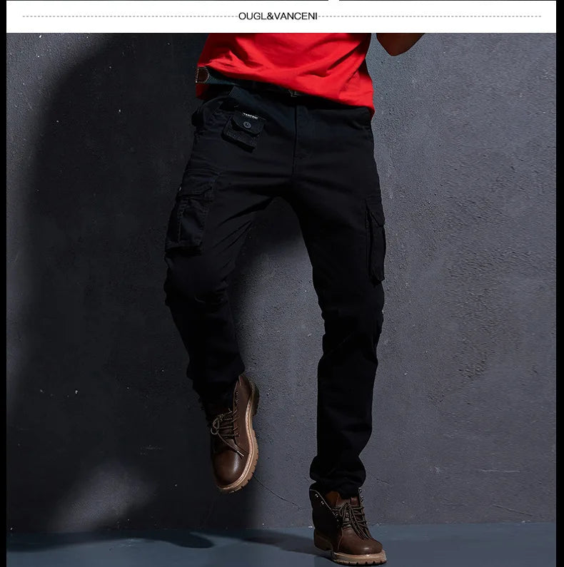 Pantaloni Cargo Uomo Mimetici Con Tasche Molteplici Pantaloni Larghi Casuali In Cotone
