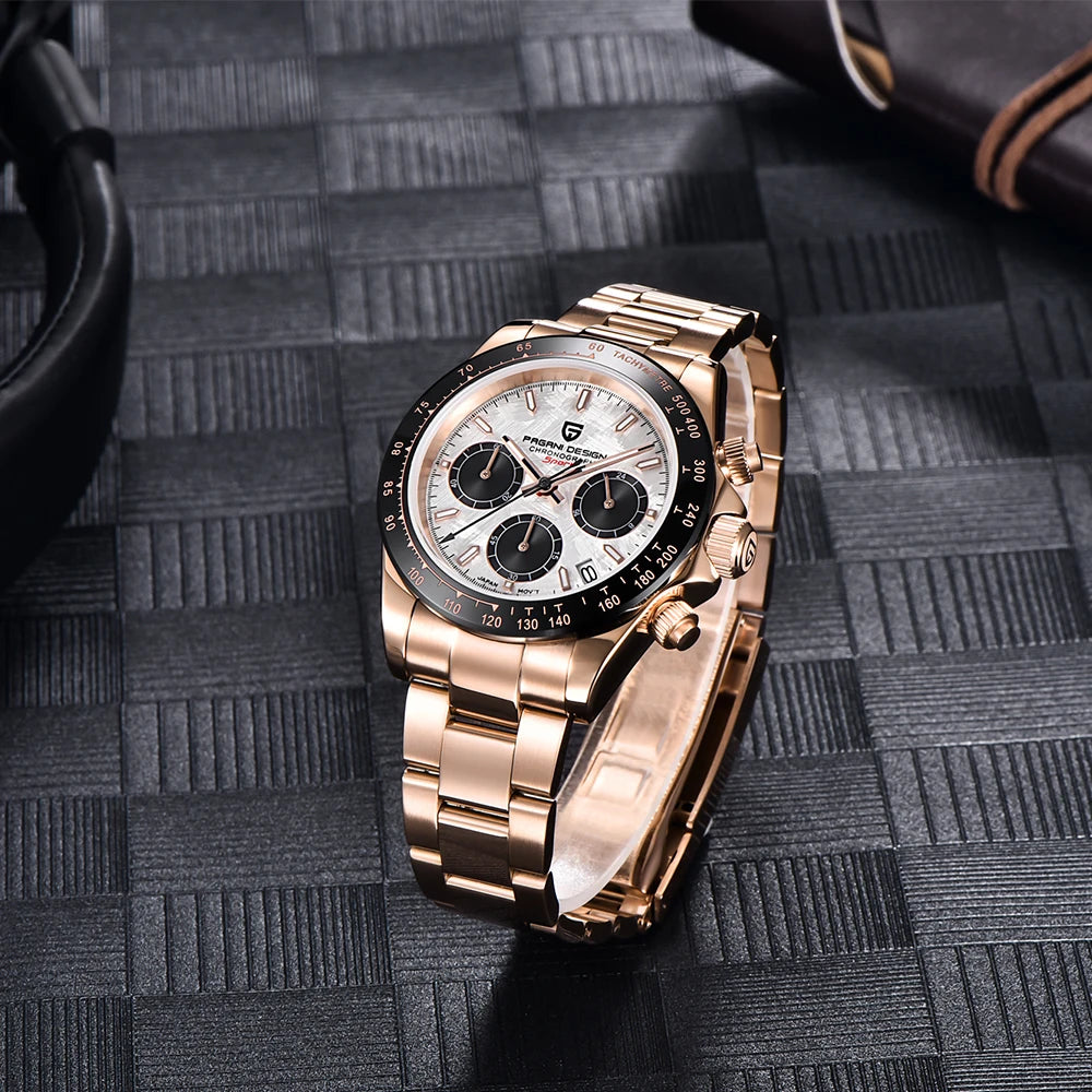 PAGANI DESIGN 2024 PD1644 Orologio Da Polso Uomo Quarzo Cronografo 100M Vetro Zaffiro Quadrante Meteorite