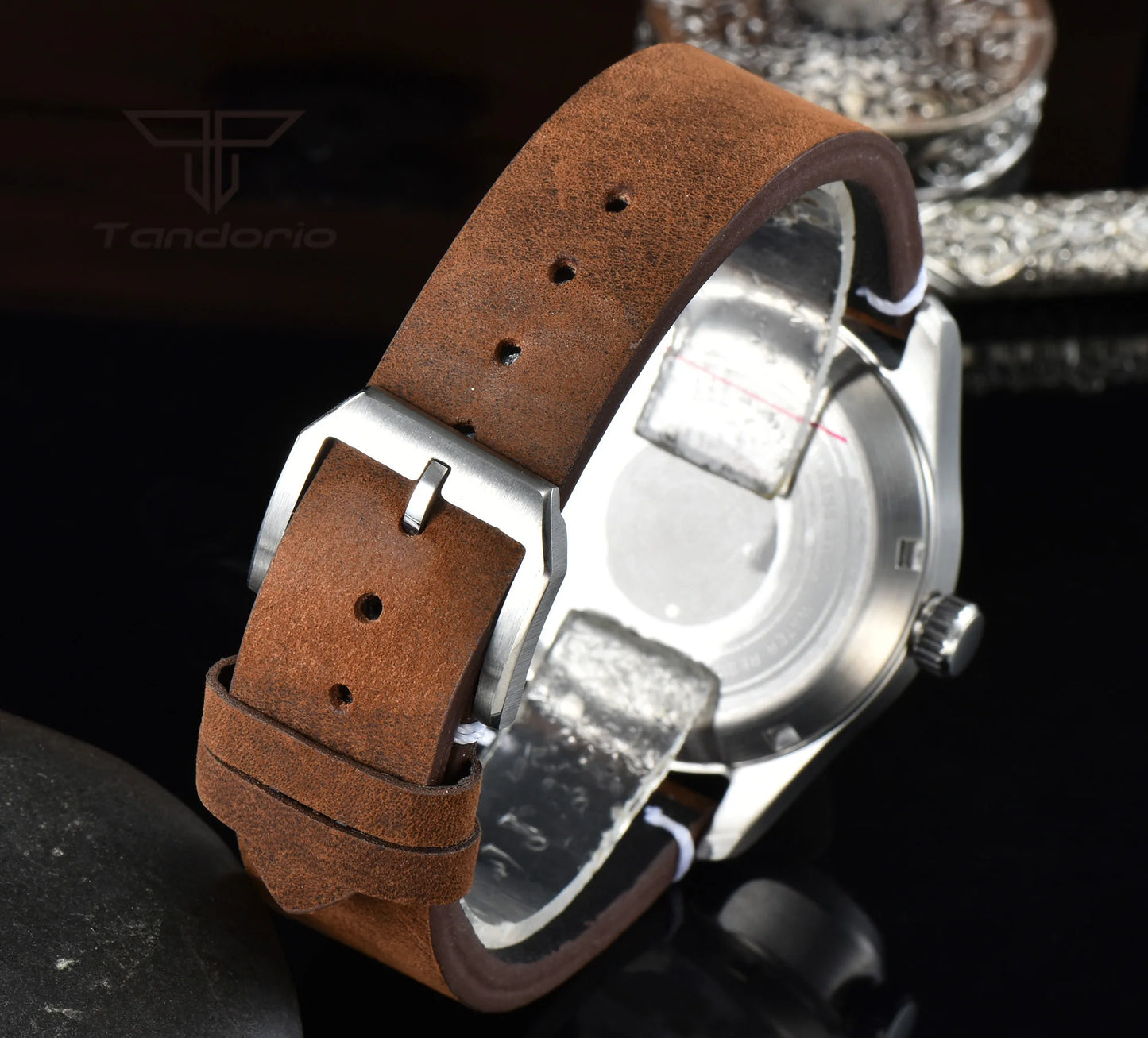 Orologio Diver Automatico Uomo Tandorio 39mm 20BAR Corona a Vite Vetro Zaffiro AR Lume Verde