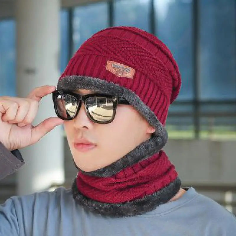 Set Invernale Cappello A Cuffia Unisex Lana Lavorata A Maglia Con Sciarpa Passamontagna Maschera