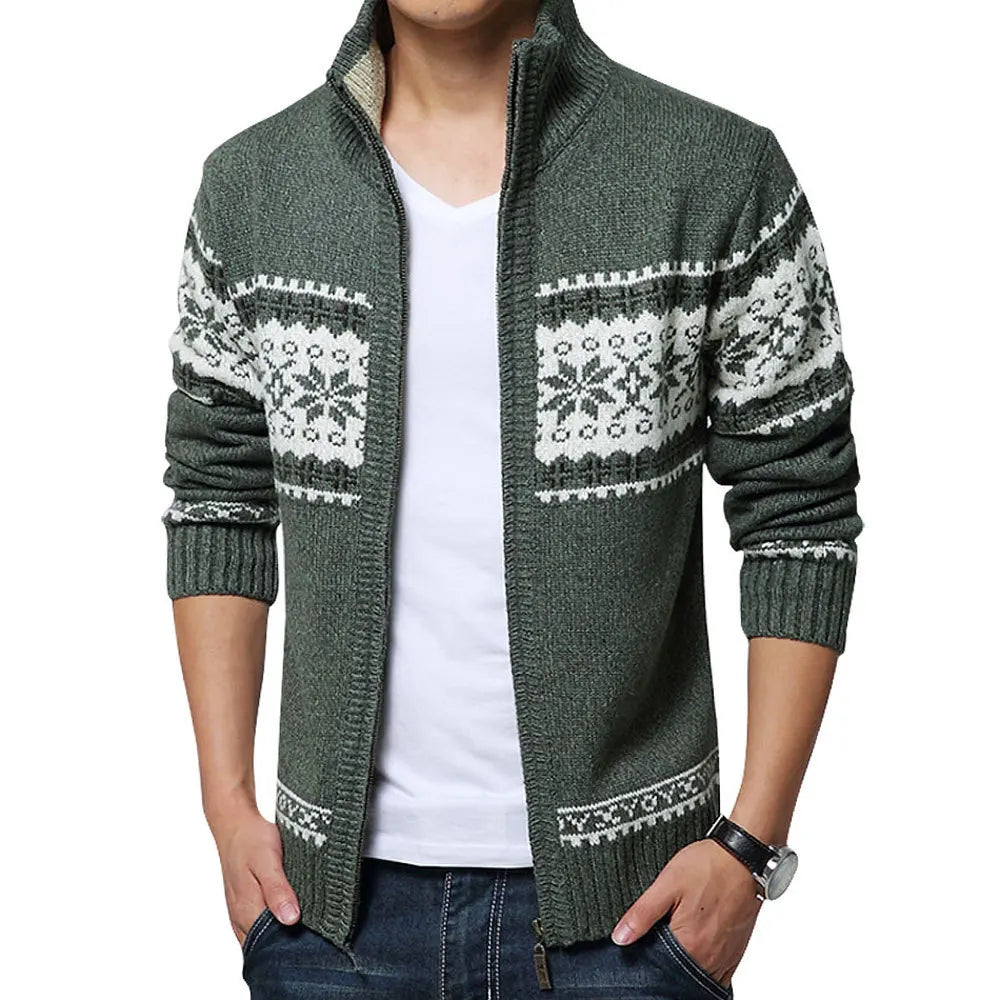 Nuovo Maglione Da Uomo Autunno Inverno In Lana Con Collo Mandarino Tinta Unita Cardigan Lavorato A Maglia Spesso Casual