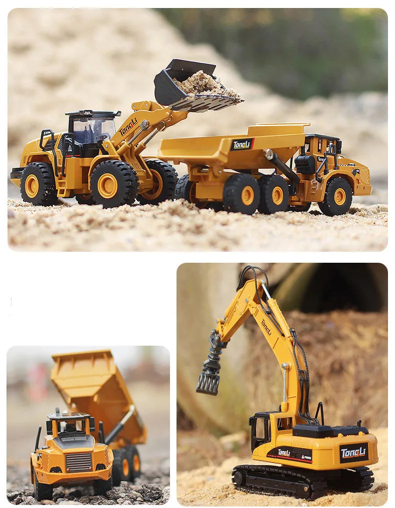 Set Veicoli Da Costruzione In Metallo Scala 1 50 Autocarro Con Cassone Escavatore Trattore Per Appassionati Di Costruzioni