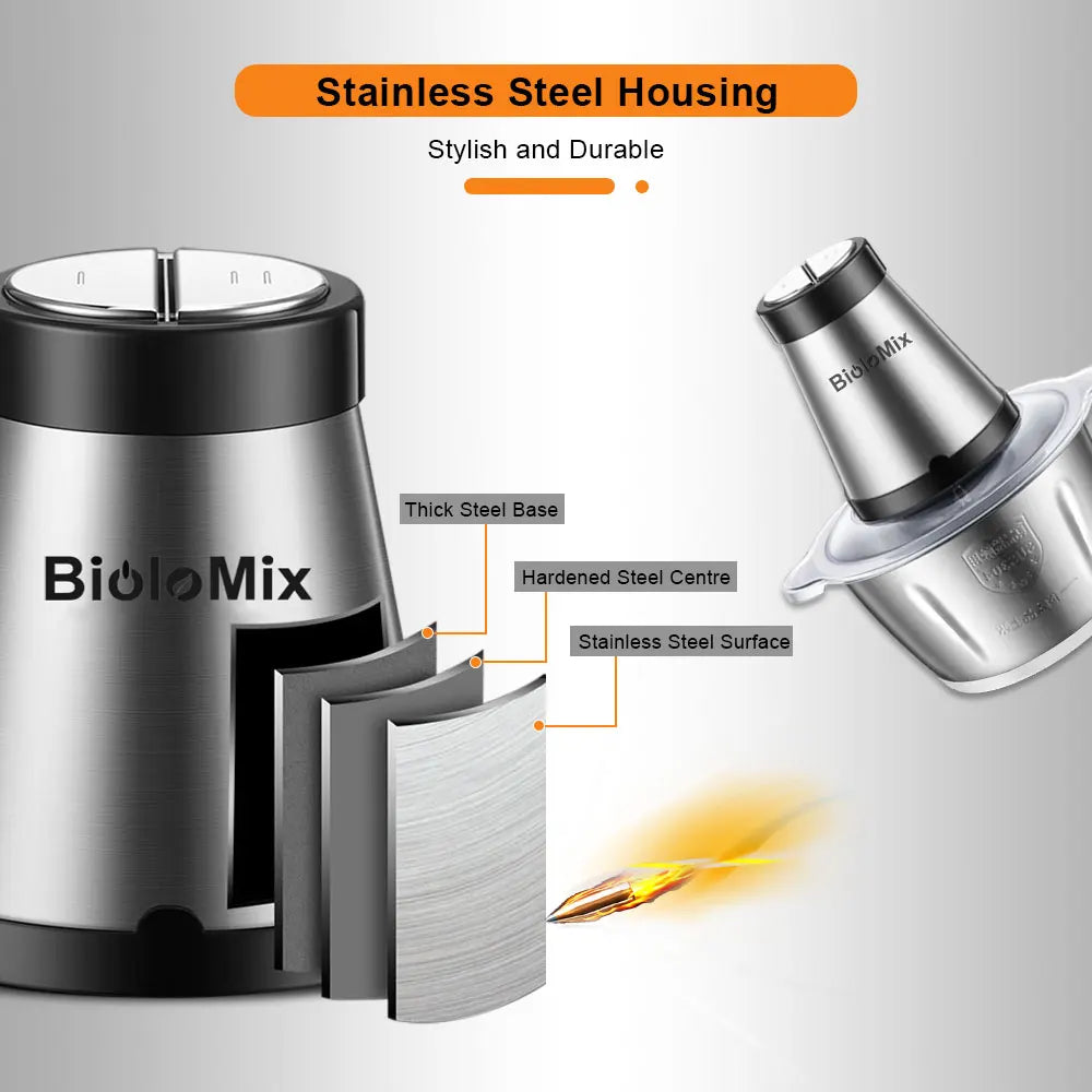 BioloMix Tritacarne 2 Velocità 500W In Acciaio Inossidabile Capacità 2L Robot Da Cucina Affettatrice 110V USA