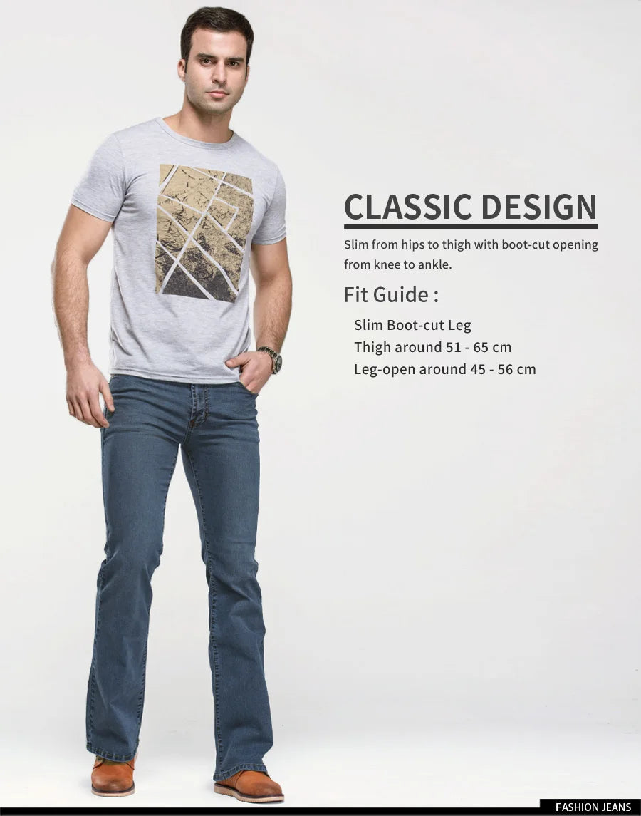 Jeans Da Uomo Con Taglio A Stivale Slim Fit Blu Neri Elasticizzati Denim Classici Firmati