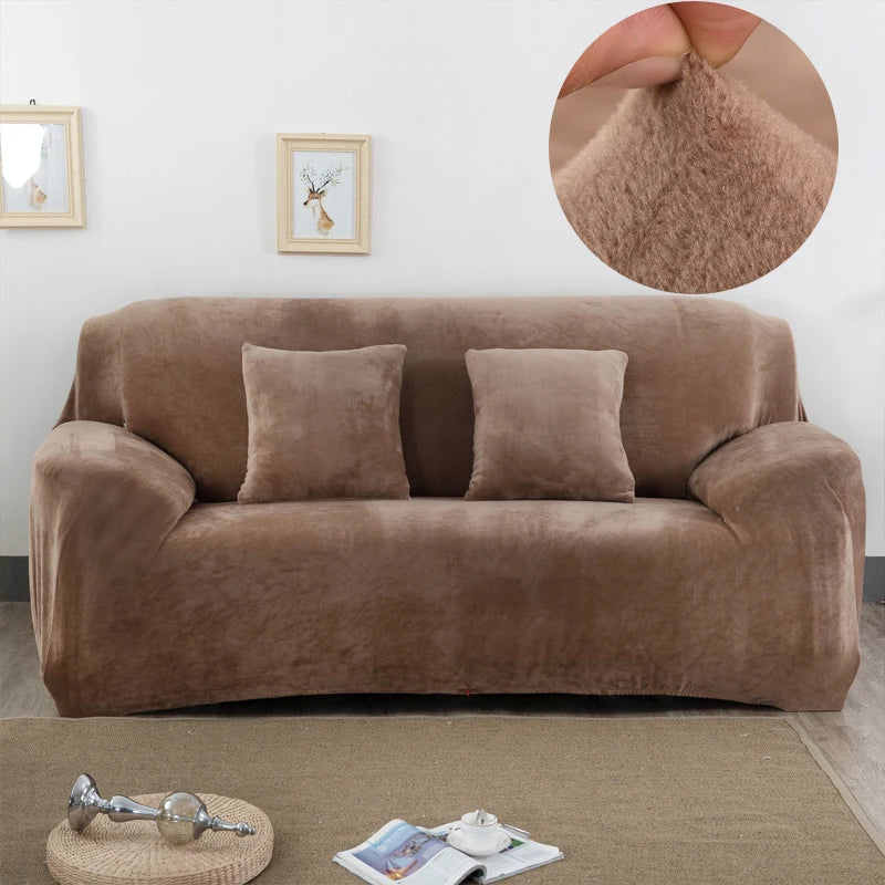 Copridivano In Tessuto Peluche Grigio Solido Protezione Mobili Antipolvere Antiscivolo Spesso In Velluto