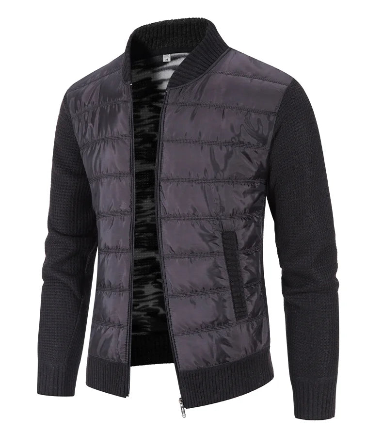 Giacca Uomo Invernale Spessa In Pile Con Zip Intera Antivento Collo A O In Maglia Calda