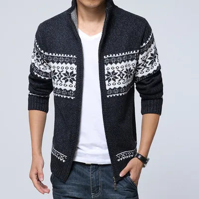 Nuovo Maglione Da Uomo Autunno Inverno In Lana Con Collo Mandarino Tinta Unita Cardigan Lavorato A Maglia Spesso Casual