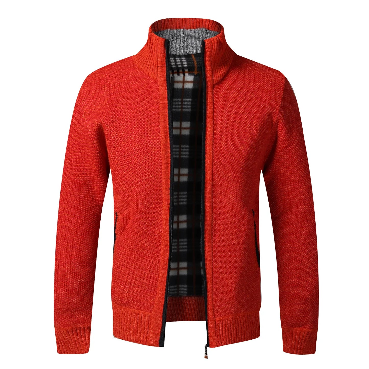 Cardigan Da Uomo In Pile Caldo Con Cerniera Slim Fit Lavorato A Maglia Premium Per Inverno Elegante