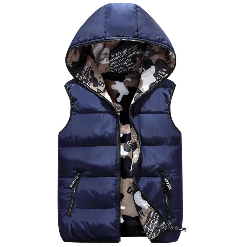 Gilet Da Uomo Invernale Senza Maniche Imbottito In Cotone Caldo Double Wear Abbigliamento Da Esterno Autunnale