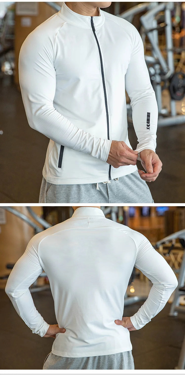 Giacca Sportiva Invernale Da Uomo Con Cerniera Elastica Ad Asciugatura Rapida Per Corsa E Palestra
