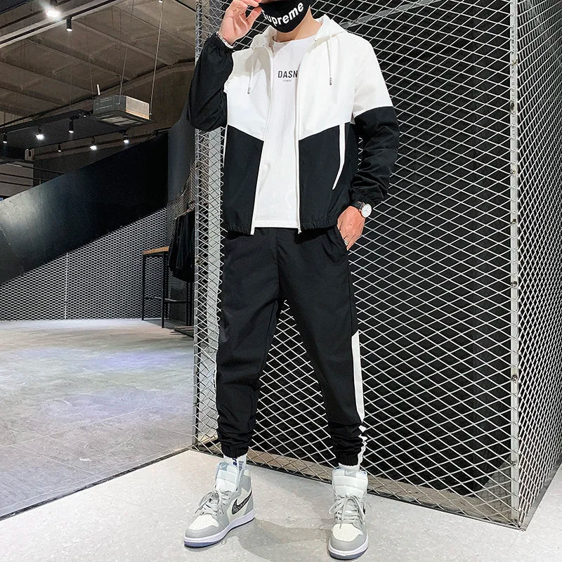 Tuta Sportiva Uomo 2026 Completo Casual Con Giacca E Pantaloni Con Cappuccio Set 2 Pezzi Hip Hop Per Corsa E Sport