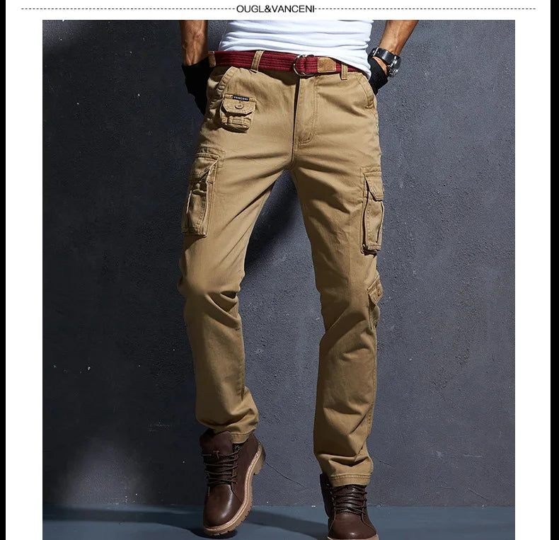 Pantaloni Cargo Uomo Mimetici Con Tasche Molteplici Pantaloni Larghi Casuali In Cotone