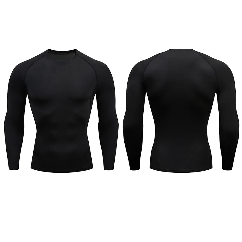 T-shirt da corsa a compressione da uomo Fitness Tight Manica lunga Camicie sportive Allenamento da jogging Top Palestra Abbigliamento sportivo Dry Fit Rashgard