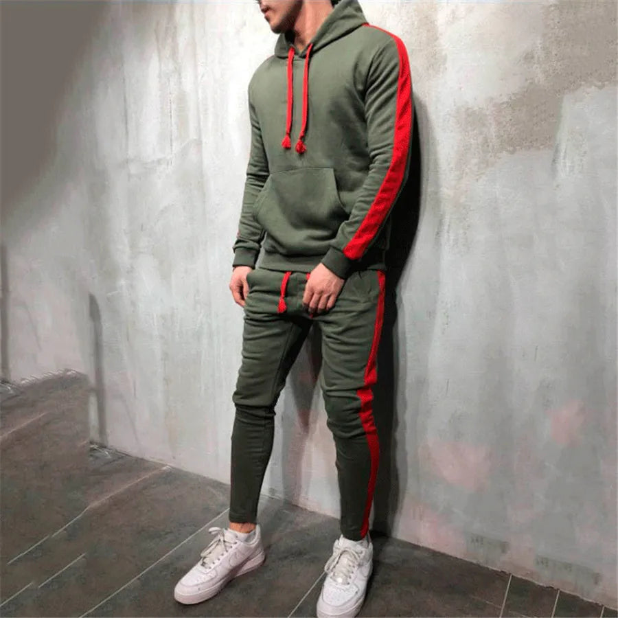 Set Allenamento Uomo 2 Pezzi Tuta Sportiva Autunno 2024 Felpa Con Cappuccio Pantaloni Running