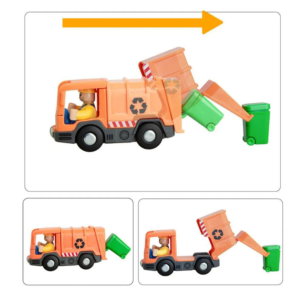Nuovo Treno Magnetico Per Bambini Con Camion Pompieri Ambulanza Polizia Compatibile Brio In Legno
