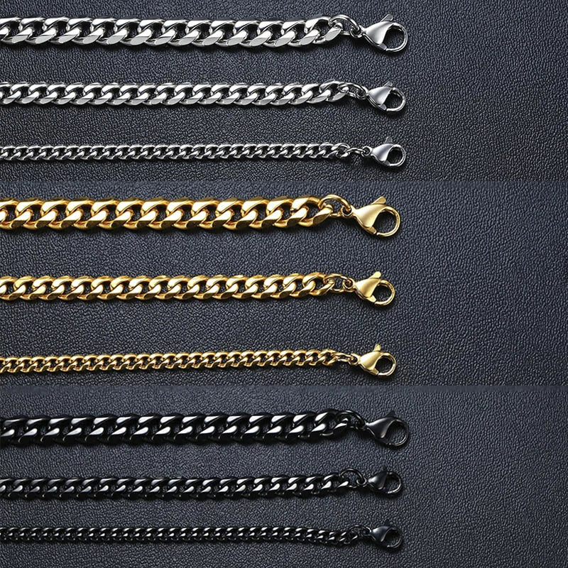 Bracciale Uomo Miami Curb Catena Grossa 3 A 11 Mm In Acciaio Inossidabile Cinturino Cubano Punk Classico
