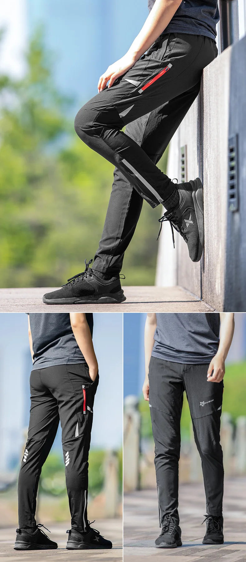 Rockbros Pantaloni Da Ciclismo Leggeri E Comodi Uomo Donna Primavera Estate Traspiranti Alta Elasticità Riflettenti