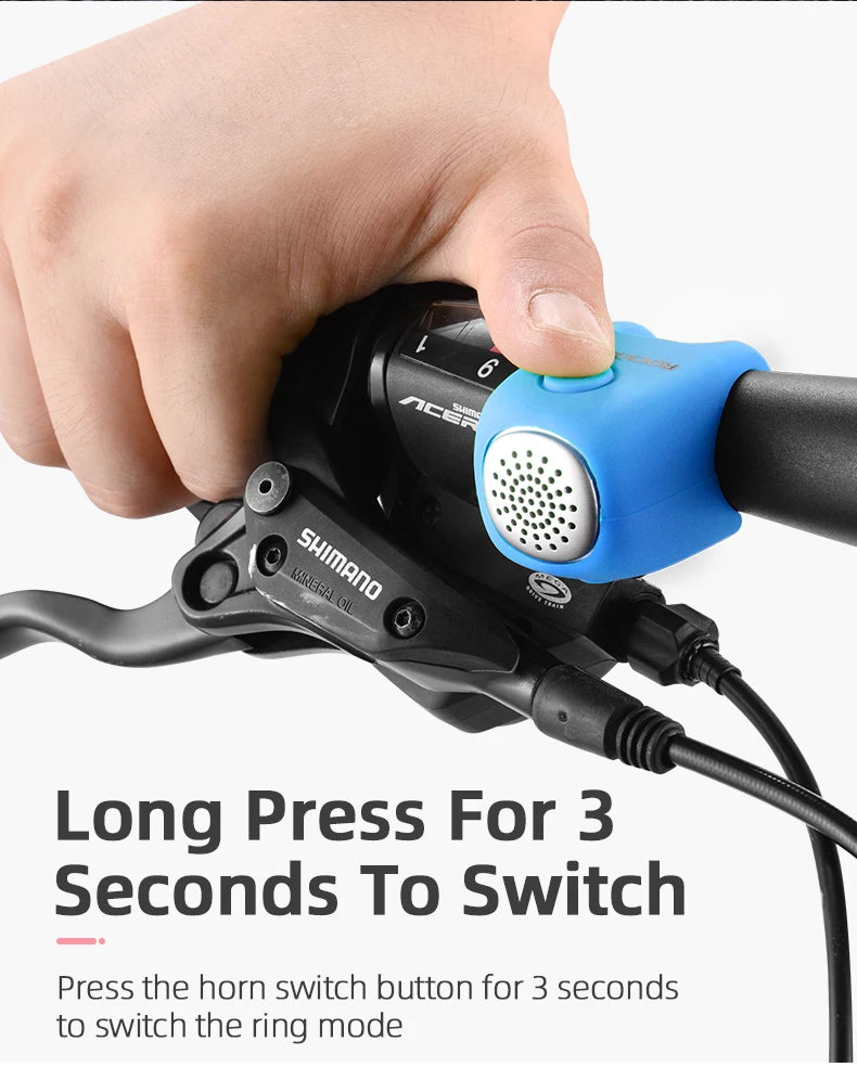 RockBros Campanello Per Ciclismo Elettrico 90 dB Campana MTB Manubrio Gel Di Silice Anello A Conchiglia Bicicletta