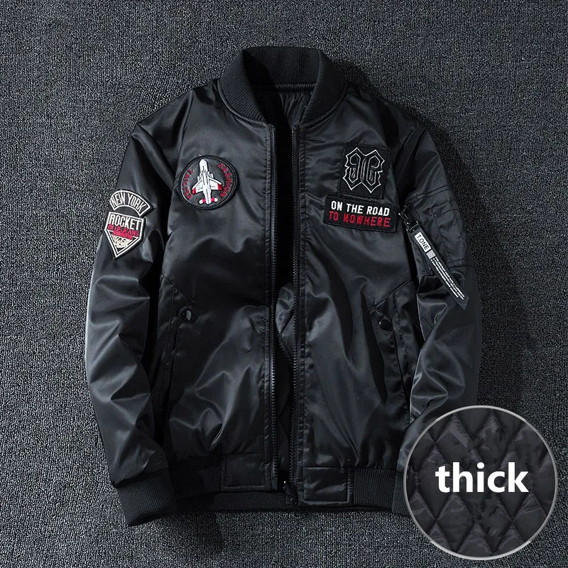 Giacca Bomber Invernale Da Uomo Reversibile Con Distintivo E Tasche Doppio Lato Per Motociclista Autunno