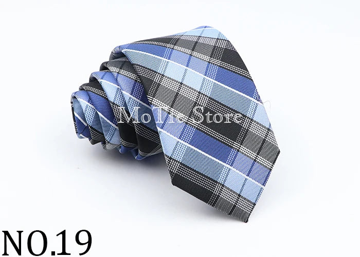 Nuova Cravatta Scozzese Jacquard Da 6 Cm Per Uomo Classiche A Quadri In Poliestere