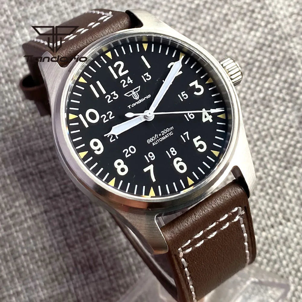 Orologio Diver Automatico Uomo Tandorio 39mm 20BAR Corona a Vite Vetro Zaffiro AR Lume Verde