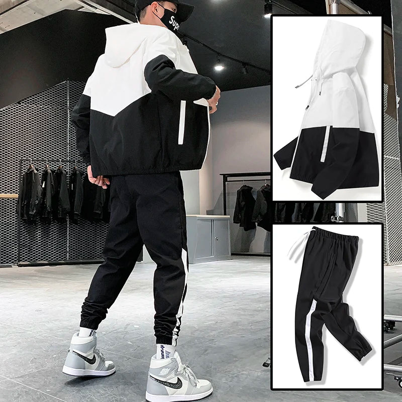 Tuta Sportiva Uomo 2026 Completo Casual Con Giacca E Pantaloni Con Cappuccio Set 2 Pezzi Hip Hop Per Corsa E Sport