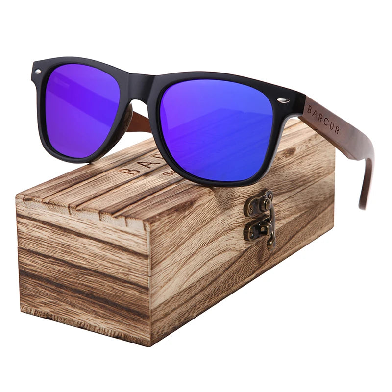 Occhiali Da Sole In Legno BARCUR Uomo Polarizzati UV400 Protezione Totale Scatola Originale