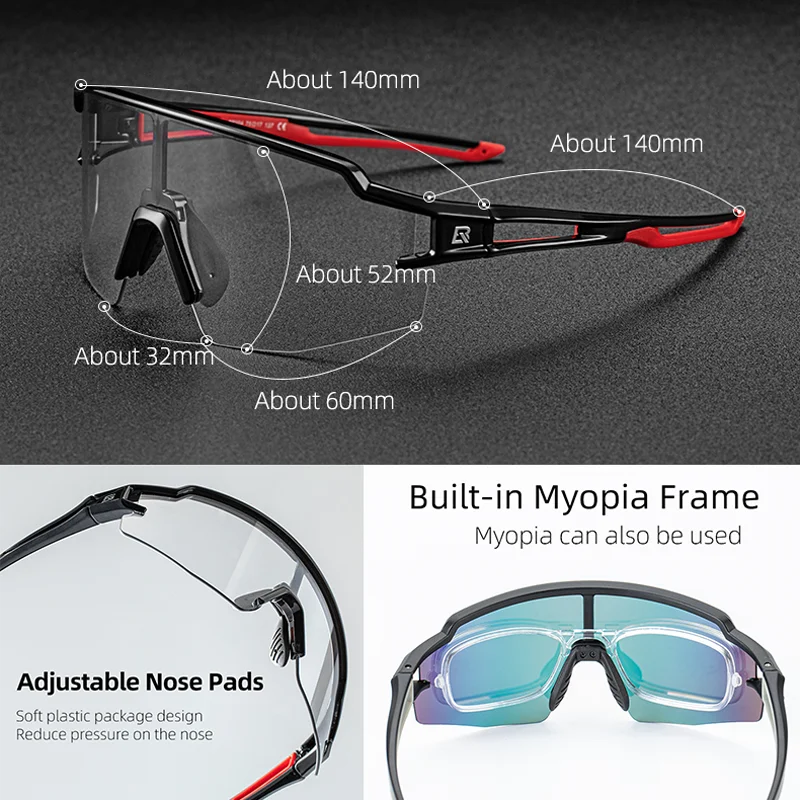Rockbros Occhiali Da Ciclismo Fotocromatici Con Montatura Integrata Per Miopia Polarizzata Occhiali Da Sole Uomo Donna